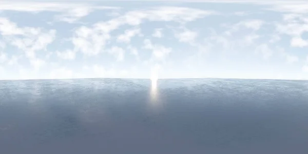 360 procedimiento cielo panorama con nubes y puesta del sol salida 3d renderizar ilustración grados cielo panorámico hdri vr estilo —  Fotos de Stock