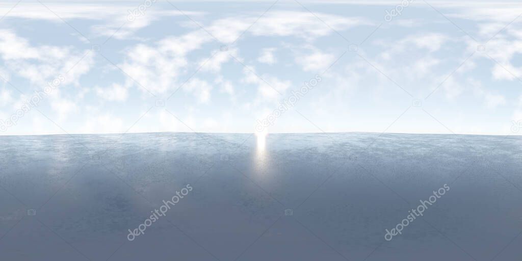 360 procedural sky panorama with clouds and sunset sun rise 3d render illustration degrees panoramic sky hdri vr style