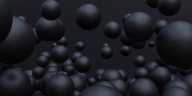 siyah küre topları soyut geometrik şekil arkaplan 3d resimleme duvar kağıdı modern minimalist tasarım