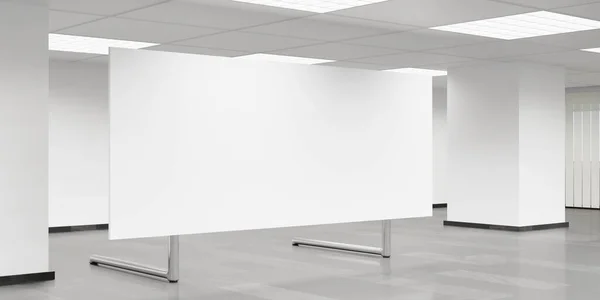 Κενό λευκό πίνακα flip chart σε μεγάλο γραφείο δωμάτιο 3d καθιστούν εικονογράφηση — Φωτογραφία Αρχείου