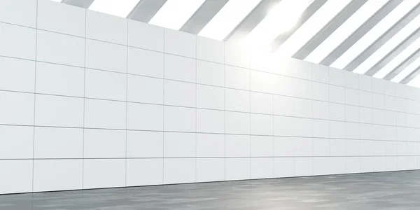 Λευκό τοίχο αίθουσα με πλακάκια και σκούρο μάρμαρο πλακάκια δαπέδου 3d καθιστούν εικονογράφηση — Φωτογραφία Αρχείου