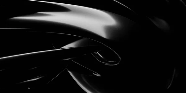 Abstrakt schwarz organische runde Kurve geometische Form 3D-Renderillustration — Stockfoto