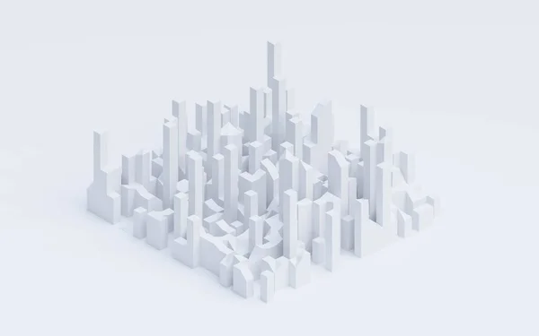 White abstract minimalistic mock up city scape sky line design 3d render illustration — Stock Photo, Image