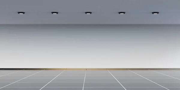 추상적 인 미래주의적 방벽 과검은 타일 바닥 및 점 램프 3d 설명 — 스톡 사진