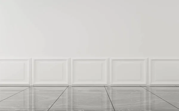 Parede de quarto vintage branco clássico com piso de mármore escuro 3d renderizar ilustração — Fotografia de Stock