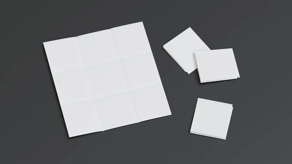 Piegato carta vuota mappa modello su disegno su sfondo scuro 3d rendering illustrazione — Foto Stock