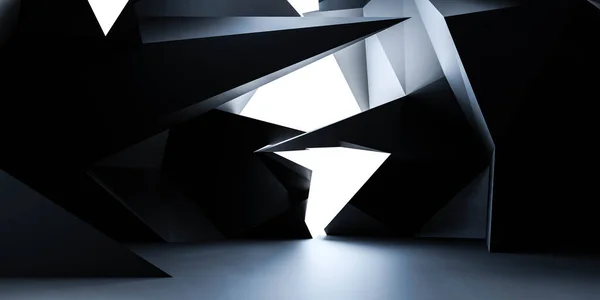 Abstrakte Polygon-Würfel-Architektur 3D-Darstellung — Stockfoto