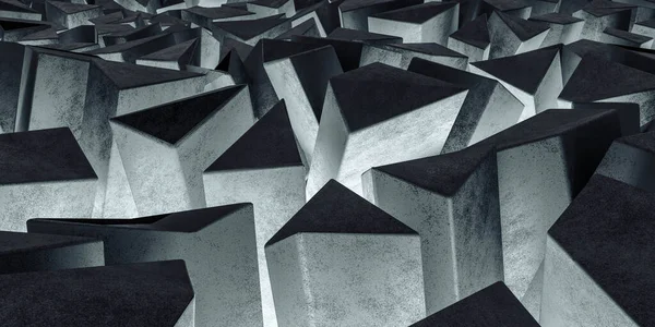 Σκοτεινή αφηρημένη σύγχρονη αρχιτεκτονική μινιμαλιστικό σχεδιασμό πολύγωνο γεωμετρικό σχήμα 3d καθιστούν εικονογράφηση — Φωτογραφία Αρχείου