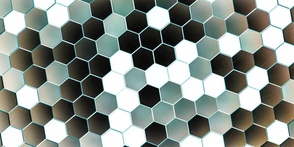 未来的抽象六角形パターンテクスチャ3Dレンダリングイラスト — ストック写真