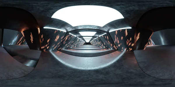 Karanlık 360 fütüristik bina iç mimarisi teknoloji tasarım yüzeyi ve ışık 3D görüntü hdri hdr vr biçimi