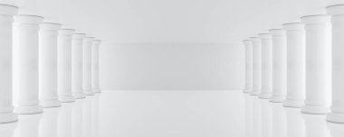 ampty soyut fütüristik beyaz salon stüdyosu 3D sütunlu resimleme