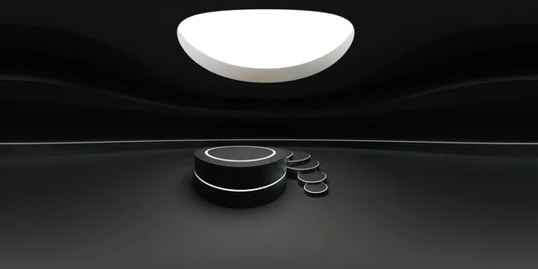 Fütürist boş ürün sunum salonu 3d resimlendirme hdri hdr vr stilinin koyu fütüristik 360 derecelik panorama görüntüsü