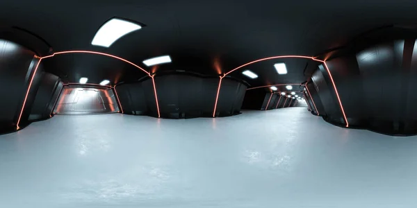 High resolution hdr hdri panoramic view of futuristic spaceship interior 3d render illustration — Φωτογραφία Αρχείου