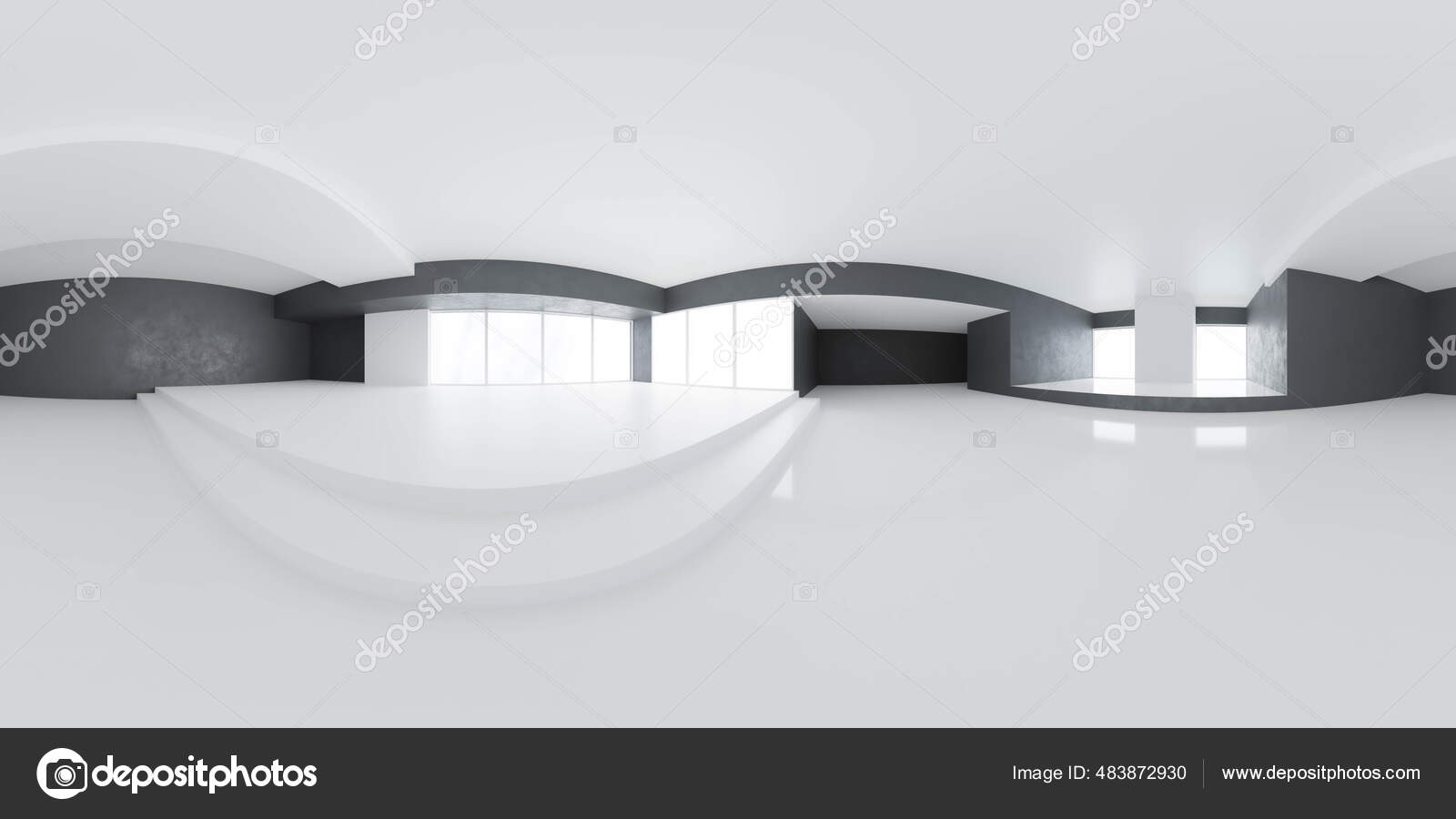 Full 360 degree panorama environment of modern loft with white