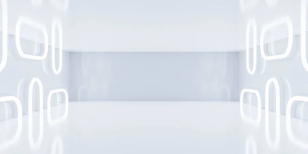 Абстрактний футуристичний білий порожній студійний інтер'єр 3d ілюстрація рендеринга — стокове фото