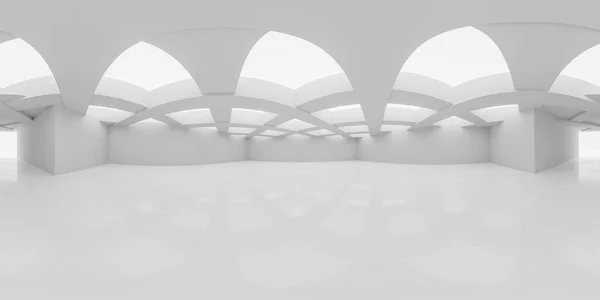 360 degree full panorama environment map of abstract white empty room with white walls, floor open ceiling 3d render illustration hdri hdr vr style