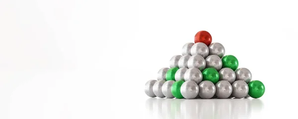 Metallic balls pyramid hr selection process concept 3d render illustration — Stock Photo, Image