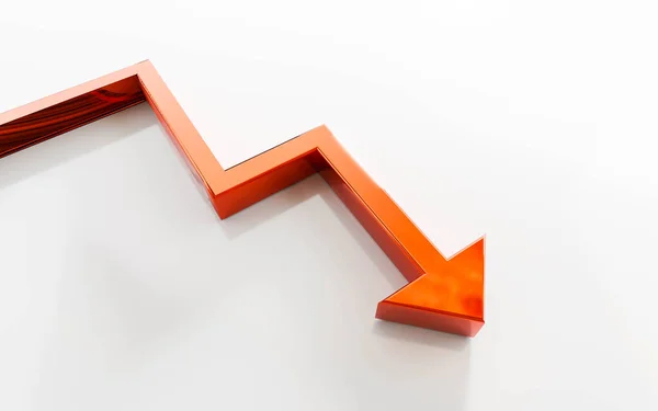 Rosso freccia crisi grafico prezzo caduta recessione finanziaria 3d rendering illustrazione — Foto Stock