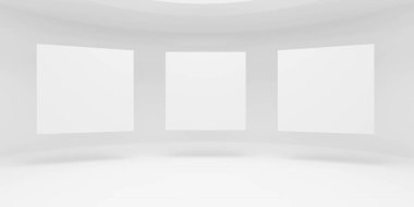 boş soyut stüdyo duvarı afiş ile şablon 3D resimleme