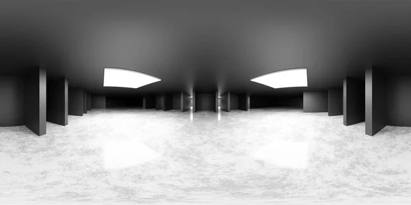 360 grados panorama completo de la sala de estudio de diseño moderno industrial 3d render ilustración hdri hdr vr estilo diseño — Foto de Stock