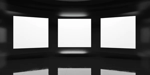 Cartaz simular modelo em branco com fundo de parede escura 3d renderização ilustração — Fotografia de Stock