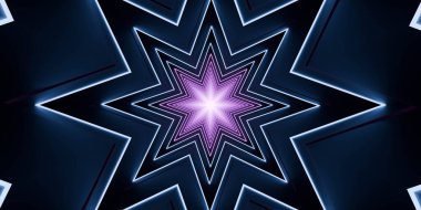 Parlayan neon ışıkları olan soyut geometrik yıldız deseni