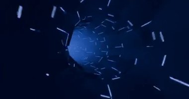 Parlak mavi çizgileri olan karanlık bir tünelin canlandırılması fütüristik bir atmosfer yaratır.