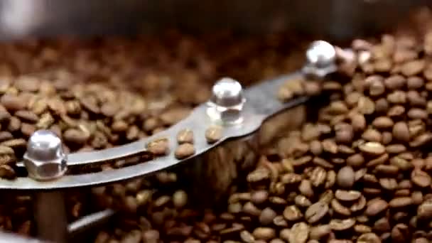 Roosteren koffie bonen. — Stockvideo