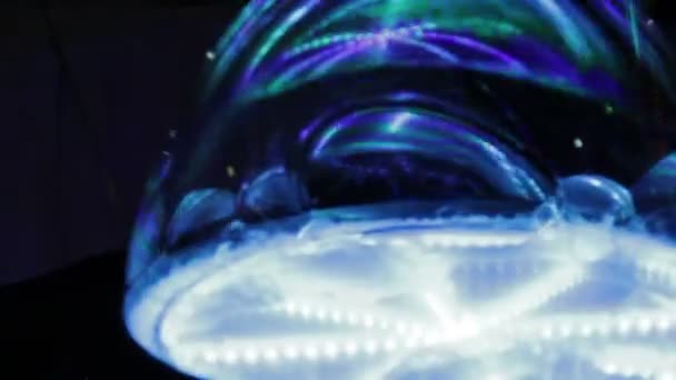 Tampilkan gelembung besar di bawah musik warna — Stok Video