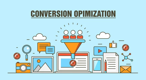 Concepto de vector de optimización de conversión — Archivo Imágenes Vectoriales