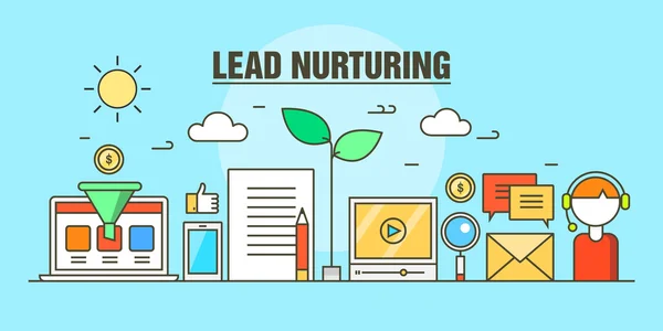 Conceito de nutrição de leads de marketing —  Vetores de Stock