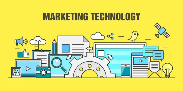 Tecnologia de marketing Vector - Conceito de marketing digital — Vetor de Stock