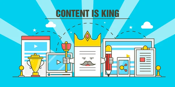 Content Marketing - Content is king vector illustration — Stock Vector