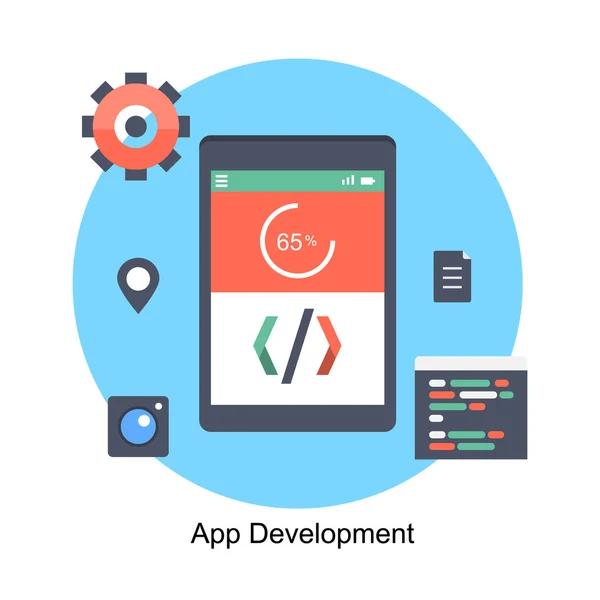 Platte ontwerp mobiele app ontwikkelingsconcept - slimme telefoon interface ontwikkelingsconcept — Stockvector