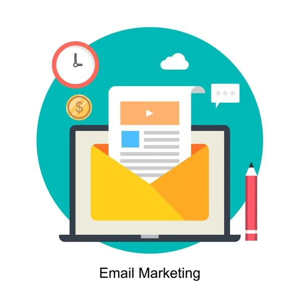 Ilustración vectorial concepto de email marketing aislado sobre fondo brillante — Vector de stock