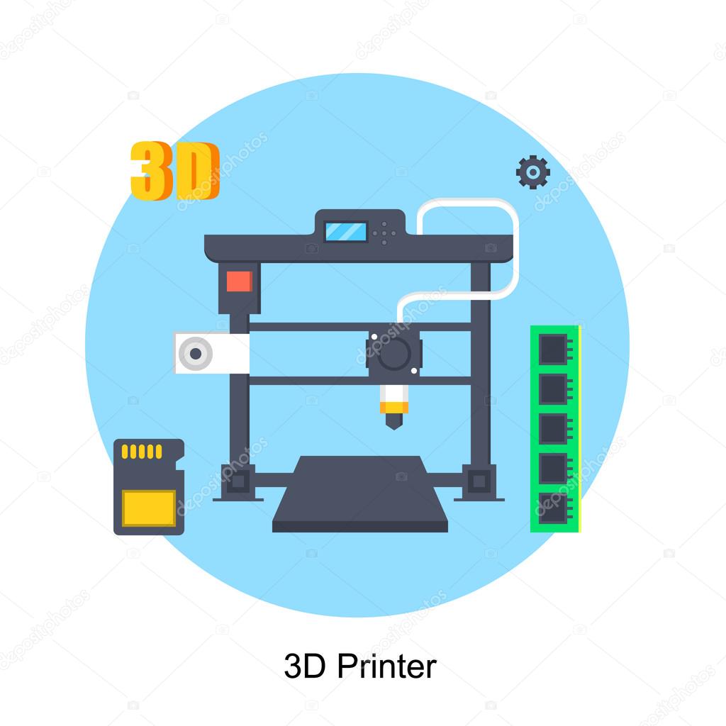3D Printer icon - A concept of 3D printing machine isolated on blue background Stock Vector Image by #121149250