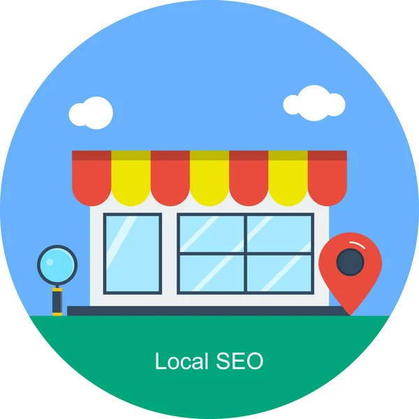 Flat vector illustration of  local seo - concept of local business optimization — Stock Vector
