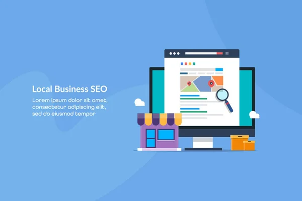 Místní Seo Místní Search Ecommerce Marketing Obchodů Web Banner Šablona — Stockový vektor