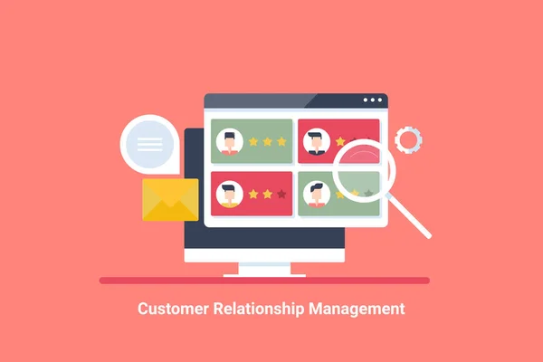 Customer Relationship Management Crm Concept Flat Design Vector Illustration — Stock Vector
