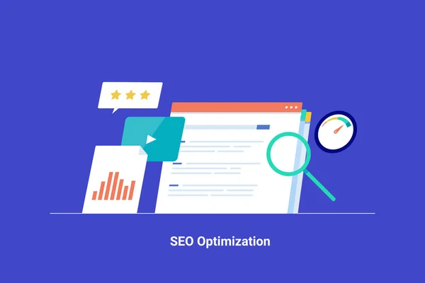 Sito Web Seo Ottimizzazione Delle Pagine Web Concetto Test Velocità — Vettoriale Stock