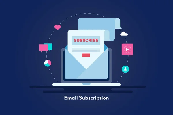 Flat Design Illustration Concept Email Subscribe Εγγραφή Στο Newsletter Email — Διανυσματικό Αρχείο