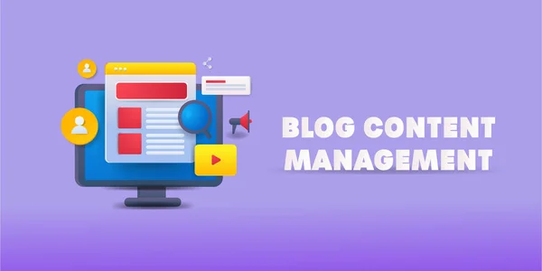 Иллюстрация Blog Management Content Software Technology Content Post Publication Internet — стоковый вектор