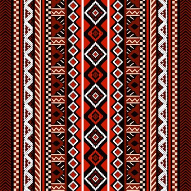 Koyu kırmızı ve siyah tonlarda Afrika etnik kabilesinden esinlenilmiş geometrik desen. Renkler arasındaki güçlü zıtlık, etnik geleneksel kabile etkisinin güçlü ve görsel açıdan çarpıcı bir tasarım yaratıyor. Tekstil endüstrisi için mükemmel.,