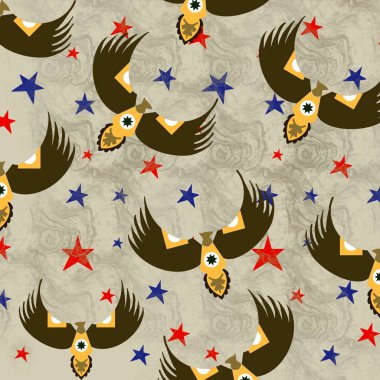 Amerikan etnik kabilesinden esinlenilmiş motifler kartal motifleri etrafında toplanıyor. Zamansız bir güç, özgürlük ve Amerikan halkı sembolü. Açık renkli bir arkaplanda dizayn, berraklıkla göze çarpar. Tekstil endüstrisi için tasarlandı.