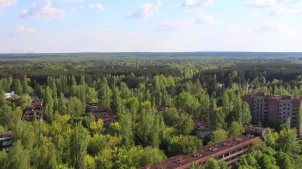 Pripyat. Koertsjatov straat. Lenin Avenue. luchtfoto. kan 2016 — Stockvideo