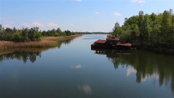 Τσερνομπίλ. Pripyat. Κουκέτα. Ποταμός. — Αρχείο Βίντεο