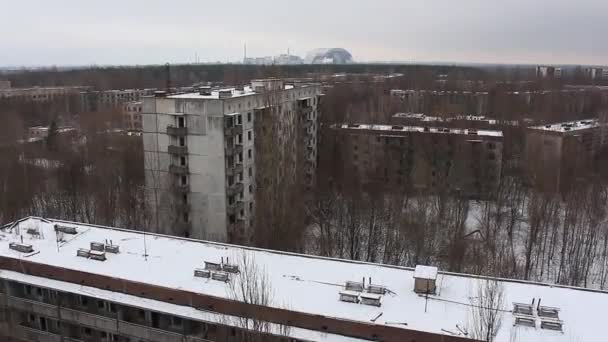 Чорнобиль, Прип'ять, реактор. зима. 2014 року — стокове відео