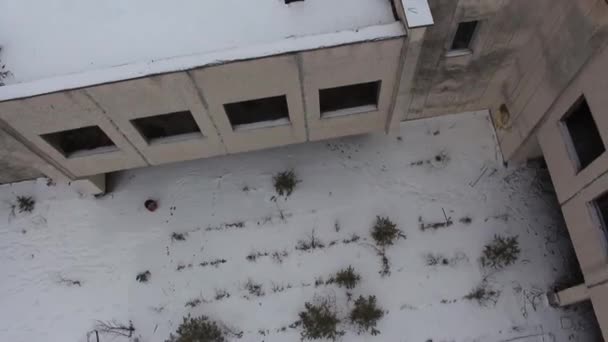 Pripyat. Au restaurant. vue aérienne. hiver 2014 — Video