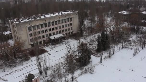 Chernobyl. Pripyat. luchtfoto. winter — Stockvideo