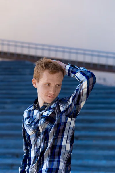 Redhead boy outdoors in summer — Stock Photo, Image